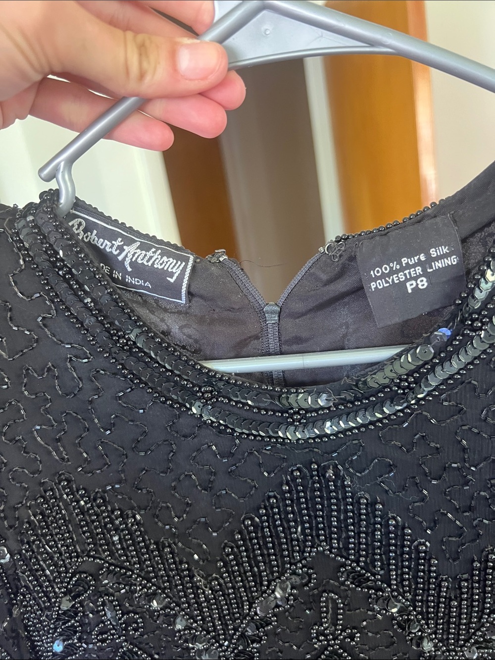 Vintage 80s/90s Beaded Black Sequin Cocktail Mini Dress - Picture 3 of 4